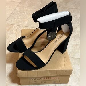 NWT Marco Republic Block Heels in Black Suede Wide-Fit Size 11